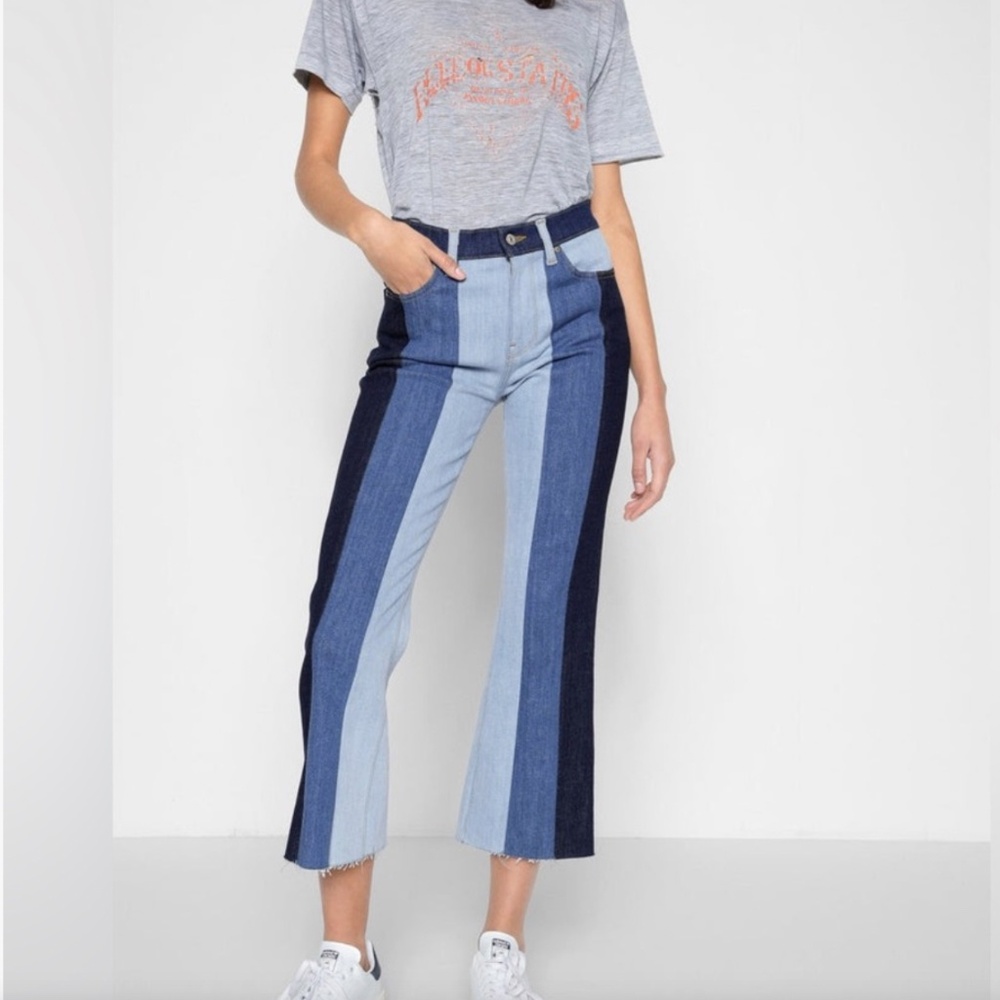 7 For All Mankind Ali Patchwork Cropped Flare Jeans